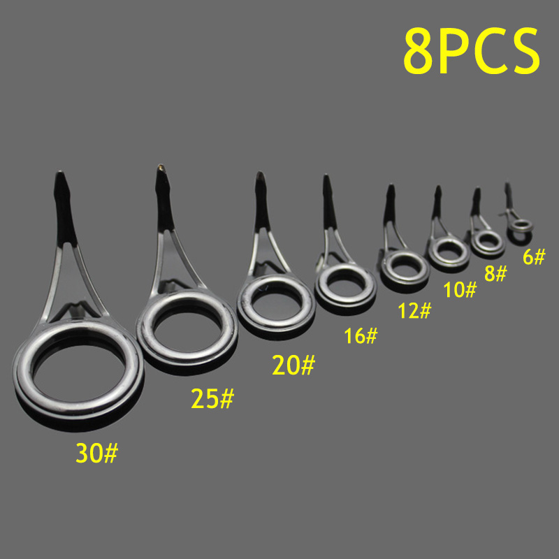 Fishing Rod Guide Replacement - 8 peças de anéis guia para
